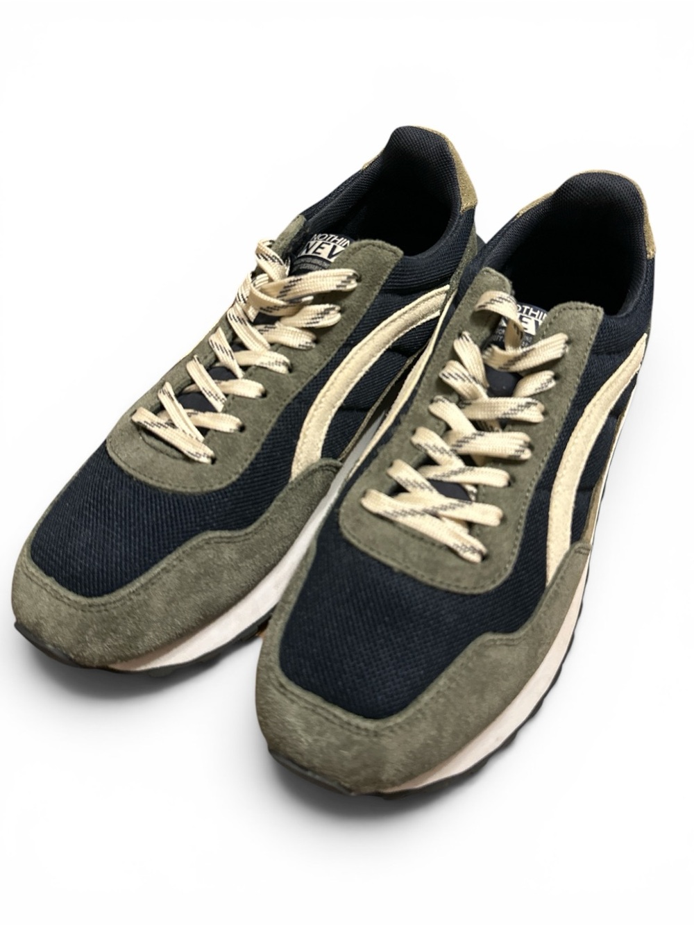 Nothing New Verge Suede & Mesh Sneaker in Olive/Navy (Unisex)